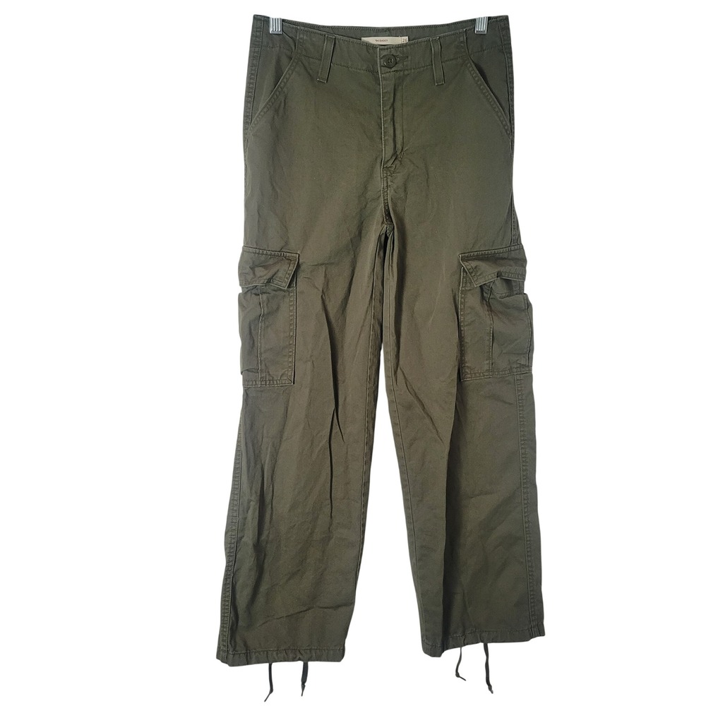 Levis 94 Baggy Cargo Pants Olive Green Wide Leg Utility Trousers Womens Size 26